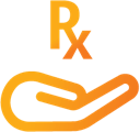 Hand and Rx symbol icon.