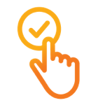 Hand pointing to checkmark.