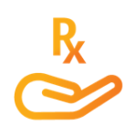 Hand and Rx symbol icon.