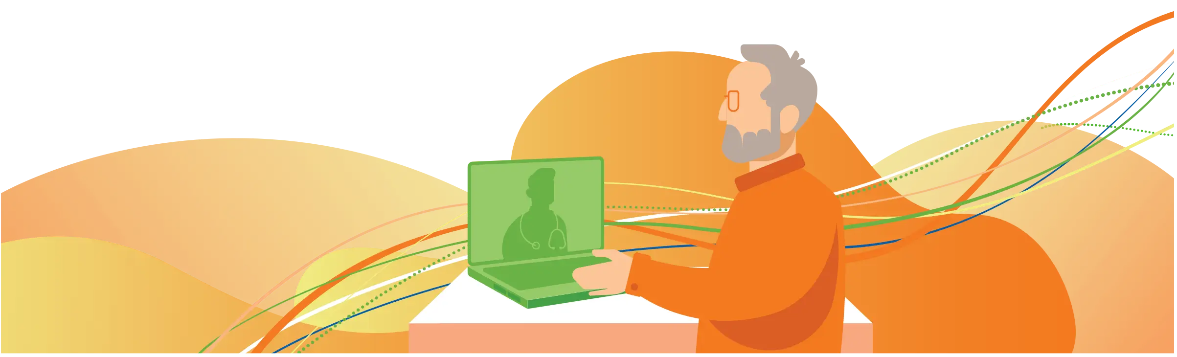 Patient looking at computer screen.
