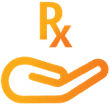 Hand and Rx symbol icon.