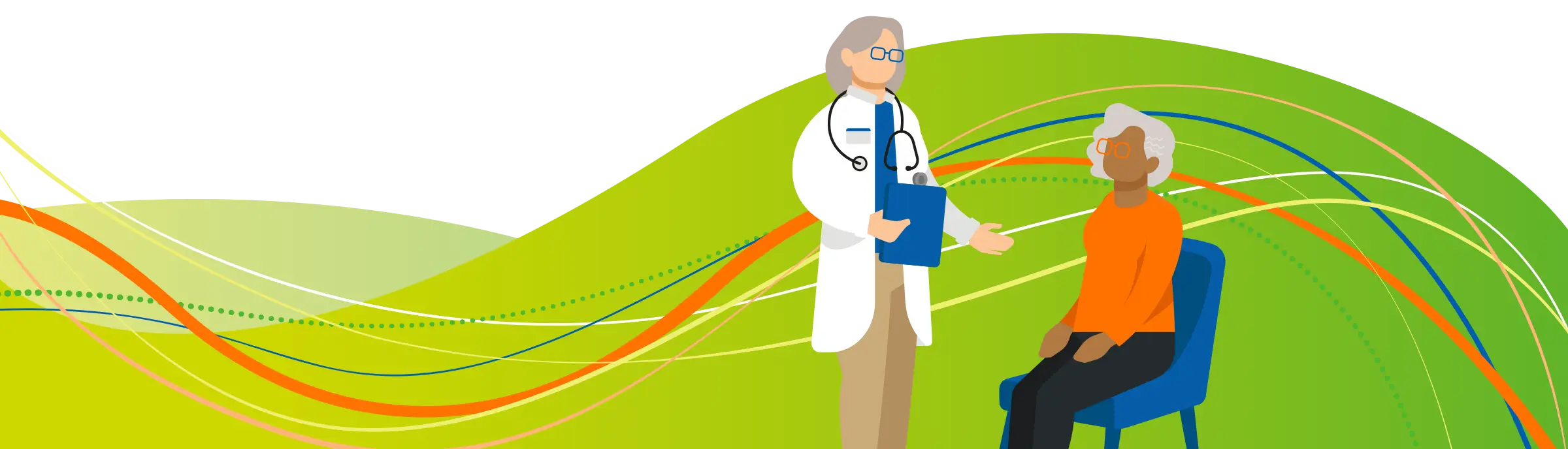 graphic of healthcare professional with patient